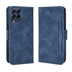 Leather Case Stands Flip Cover Holder BY3 for Samsung Galaxy M53 5G Blue