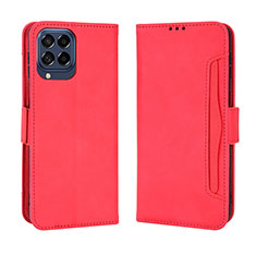 Leather Case Stands Flip Cover Holder BY3 for Samsung Galaxy M53 5G Red