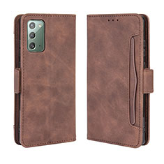 Leather Case Stands Flip Cover Holder BY3 for Samsung Galaxy Note 20 5G Brown