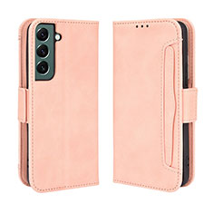 Leather Case Stands Flip Cover Holder BY3 for Samsung Galaxy S22 5G Pink