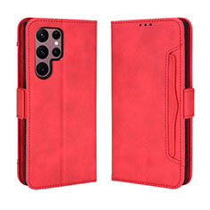 Leather Case Stands Flip Cover Holder BY3 for Samsung Galaxy S23 Ultra 5G Red