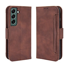 Leather Case Stands Flip Cover Holder BY3 for Samsung Galaxy S24 Plus 5G Brown