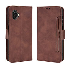Leather Case Stands Flip Cover Holder BY3 for Samsung Galaxy XCover 6 Pro 5G Brown