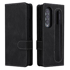Leather Case Stands Flip Cover Holder BY3 for Samsung Galaxy Z Fold4 5G Black