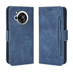 Leather Case Stands Flip Cover Holder BY3 for Sharp Aquos R7 Blue