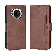 Leather Case Stands Flip Cover Holder BY3 for Sharp Aquos R7 Brown