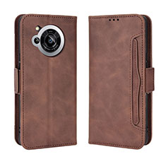 Leather Case Stands Flip Cover Holder BY3 for Sharp Aquos R7s Brown