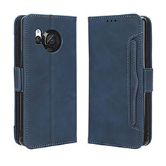 Leather Case Stands Flip Cover Holder BY3 for Sharp Aquos R8s Blue