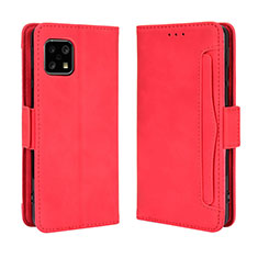 Leather Case Stands Flip Cover Holder BY3 for Sharp Aquos Sense4 Red