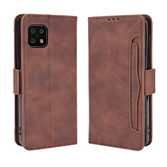 Leather Case Stands Flip Cover Holder BY3 for Sharp Aquos Sense6s Brown