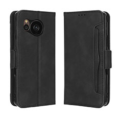 Leather Case Stands Flip Cover Holder BY3 for Sharp Aquos Sense7 Black