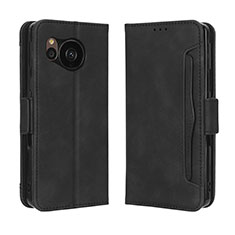 Leather Case Stands Flip Cover Holder BY3 for Sharp Aquos Sense7 Plus Black