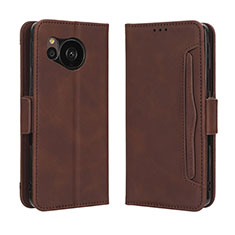 Leather Case Stands Flip Cover Holder BY3 for Sharp Aquos Sense7 Plus Brown