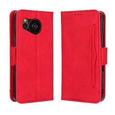 Leather Case Stands Flip Cover Holder BY3 for Sharp Aquos Sense7 Plus Red