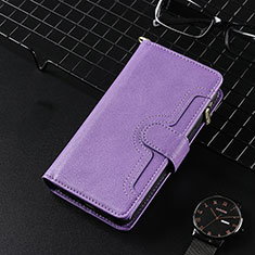 Leather Case Stands Flip Cover Holder BY3 for Sharp Aquos Sense8 Purple