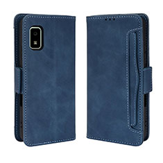 Leather Case Stands Flip Cover Holder BY3 for Sharp Aquos wish Blue