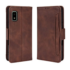 Leather Case Stands Flip Cover Holder BY3 for Sharp Aquos wish2 Brown