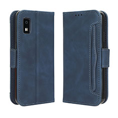 Leather Case Stands Flip Cover Holder BY3 for Sharp Aquos wish3 Blue