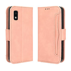Leather Case Stands Flip Cover Holder BY3 for Sharp Aquos wish3 Pink