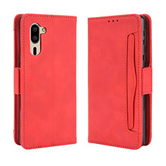 Leather Case Stands Flip Cover Holder BY3 for Sharp Simple Sumaho 5 Red