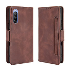 Leather Case Stands Flip Cover Holder BY3 for Sony Xperia 10 III Brown