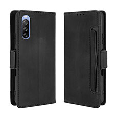 Leather Case Stands Flip Cover Holder BY3 for Sony Xperia 10 III SO-52B Black