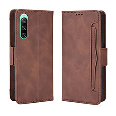 Leather Case Stands Flip Cover Holder BY3 for Sony Xperia 10 IV SO-52C Brown