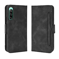 Leather Case Stands Flip Cover Holder BY3 for Sony Xperia 10 IV SOG07 Black