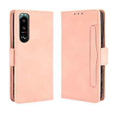 Leather Case Stands Flip Cover Holder BY3 for Sony Xperia 5 III SO-53B Pink