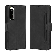 Leather Case Stands Flip Cover Holder BY3 for Sony Xperia 5 IV Black