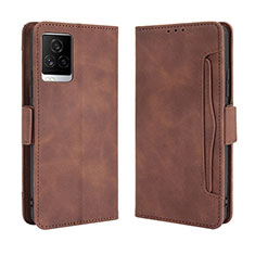 Leather Case Stands Flip Cover Holder BY3 for Vivo iQOO 7 5G Brown