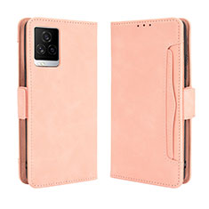 Leather Case Stands Flip Cover Holder BY3 for Vivo iQOO 7 5G Pink