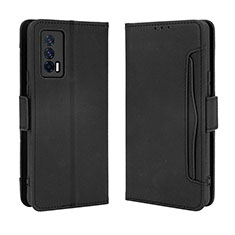 Leather Case Stands Flip Cover Holder BY3 for Vivo iQOO Neo5 5G Black