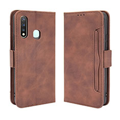 Leather Case Stands Flip Cover Holder BY3 for Vivo iQOO U3 4G Brown