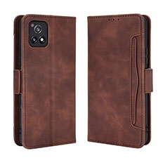 Leather Case Stands Flip Cover Holder BY3 for Vivo iQOO U3 5G Brown