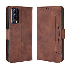 Leather Case Stands Flip Cover Holder BY3 for Vivo iQOO Z3 5G Brown