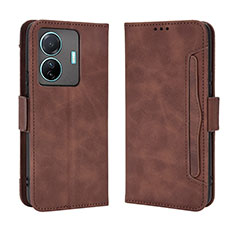 Leather Case Stands Flip Cover Holder BY3 for Vivo iQOO Z6 Pro 5G Brown