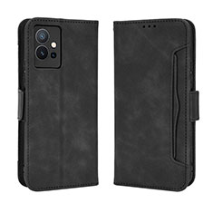 Leather Case Stands Flip Cover Holder BY3 for Vivo T1 5G India Black