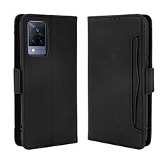 Leather Case Stands Flip Cover Holder BY3 for Vivo V21 5G Black