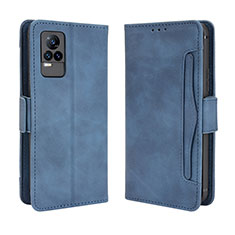 Leather Case Stands Flip Cover Holder BY3 for Vivo V21e 4G Blue