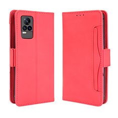 Leather Case Stands Flip Cover Holder BY3 for Vivo V21e 4G Red