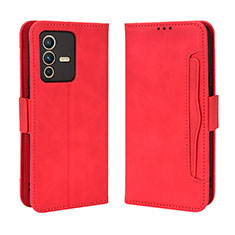 Leather Case Stands Flip Cover Holder BY3 for Vivo V23 Pro 5G Red