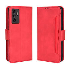 Leather Case Stands Flip Cover Holder BY3 for Vivo V23e 5G Red