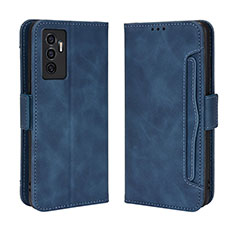 Leather Case Stands Flip Cover Holder BY3 for Vivo V23e Blue