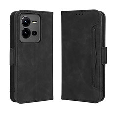 Leather Case Stands Flip Cover Holder BY3 for Vivo V25e Black