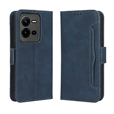 Leather Case Stands Flip Cover Holder BY3 for Vivo V25e Blue