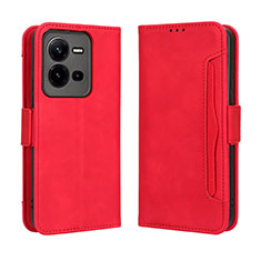 Leather Case Stands Flip Cover Holder BY3 for Vivo V25e Red