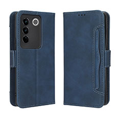 Leather Case Stands Flip Cover Holder BY3 for Vivo V27 5G Blue