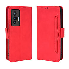 Leather Case Stands Flip Cover Holder BY3 for Vivo X70 5G Red