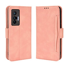 Leather Case Stands Flip Cover Holder BY3 for Vivo X70t Pink